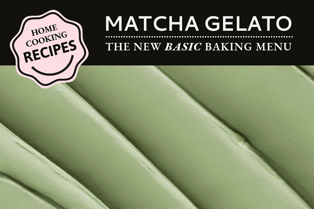 Gelato template vector with matcha frosting texture for blog banner