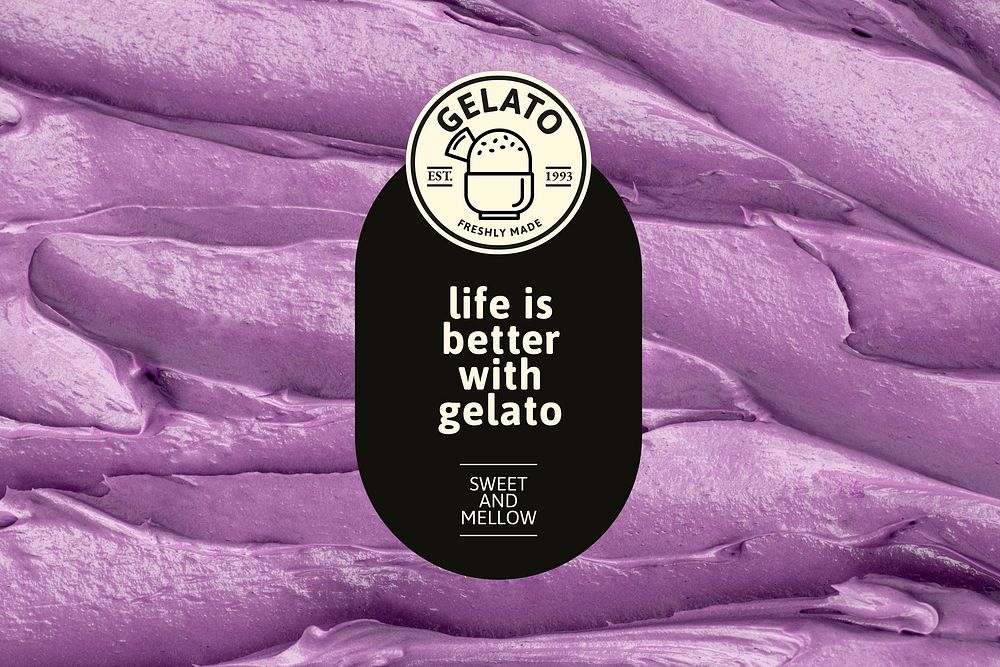 Gelato template vector with purple frosting texture for blog banner