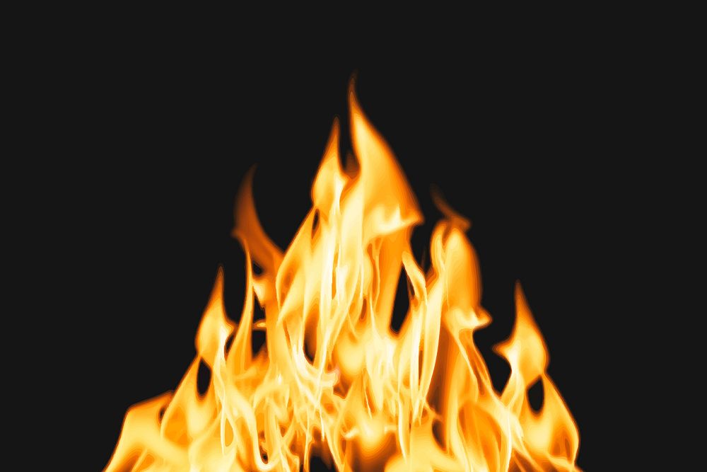 Bonfire flame sticker, realistic burning fire image vector
