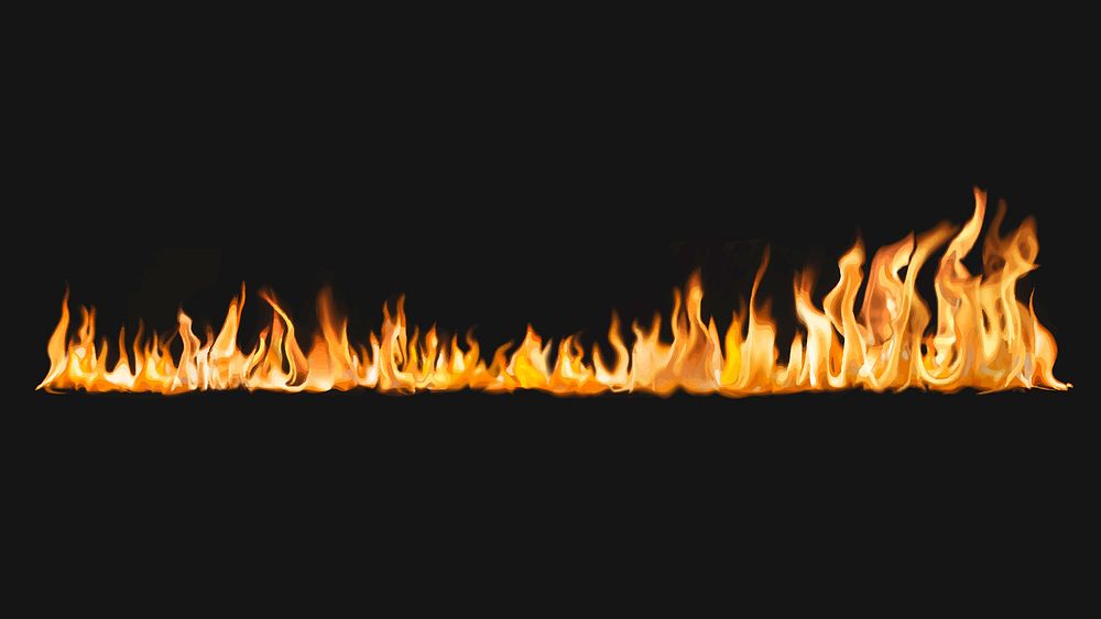 Burning flame border sticker, realistic fire image vector