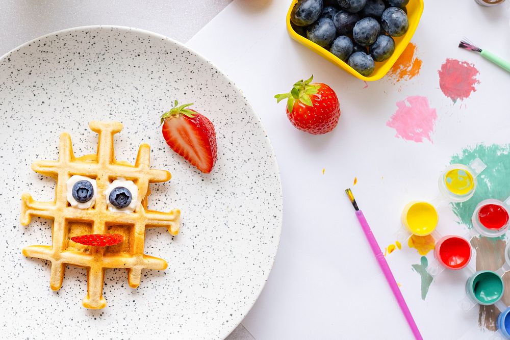 Waffle, kids food art, funky breakfast treat background wallpaper
