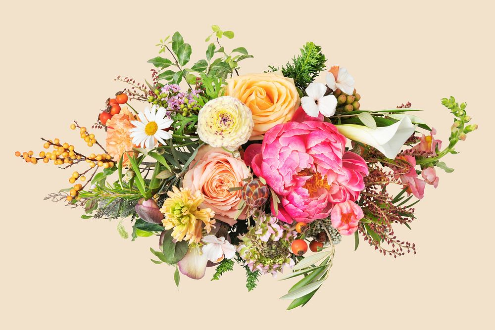 Flower bouquet, collage element psd