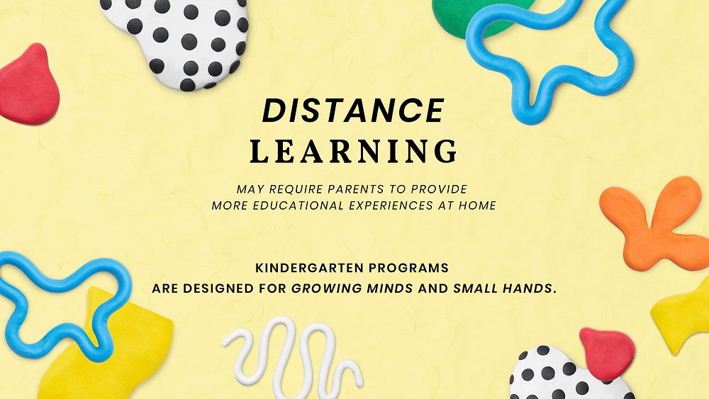 Distance learning education template psd plasticine clay patterned ad banner