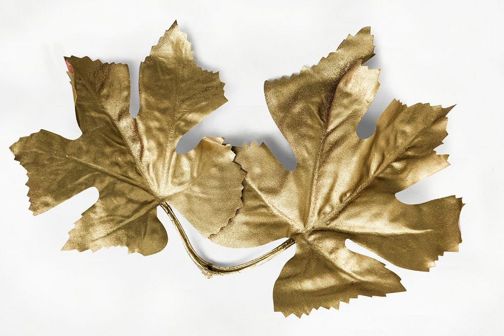 Maple leaves painted in gold on an off white background