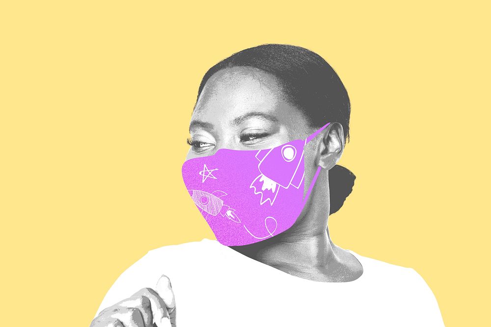 African American woman wearing face mask to prevent Covid 19