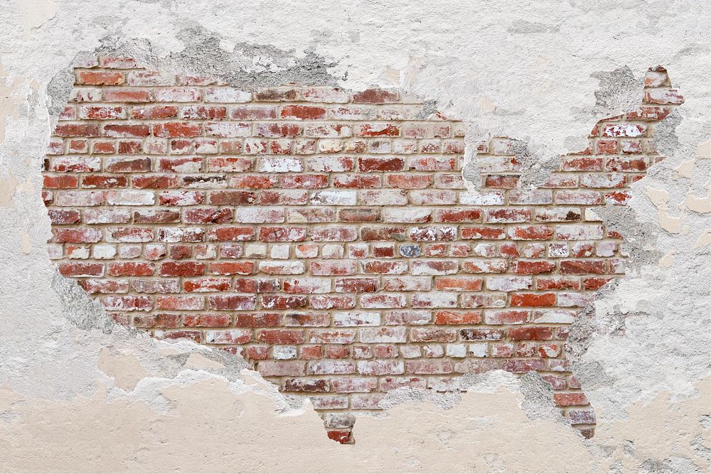 Grunge brick wall mockup, textured psd