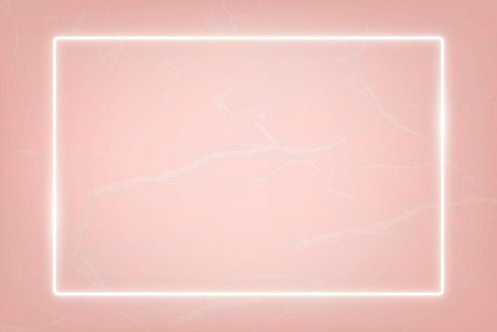Rectangle white neon frame on a pastel pink marble  background vector