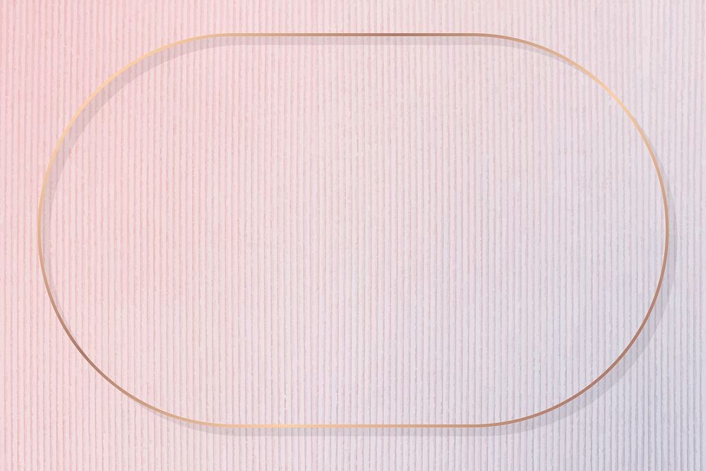 Oval gold frame on pink corduroy textured background vector