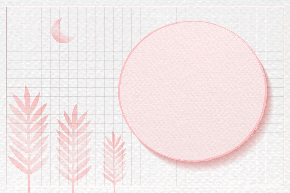 Round frame on pink botanical patterned background vector