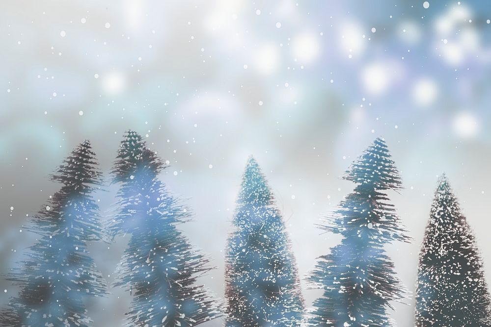 Snowy pine tree design space wallpaper