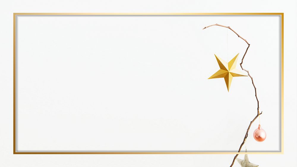 Gold frame with Christmas star illustration