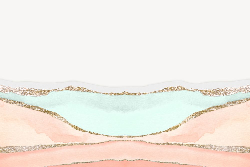 Abstract pastel watercolor background, ripped paper border