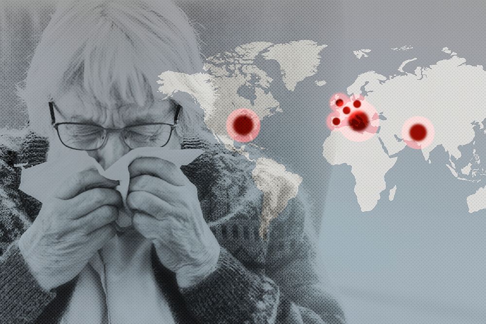 Elderly woman infected with Covid-19 during the coronavirus pandemic
