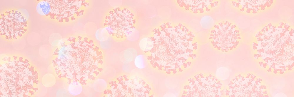 Coronavirus under a microscope on a pink background illustration