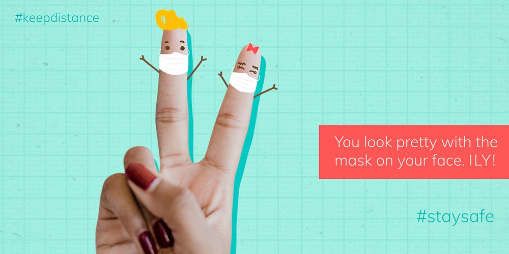 You look pretty with the mask on your face social template vector