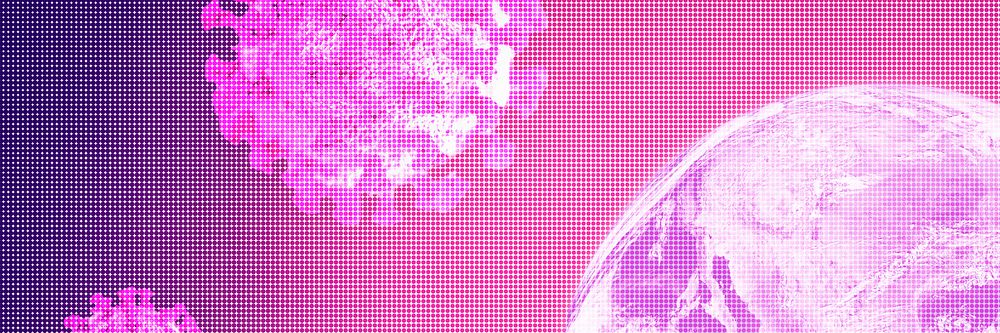 Planet earth against coronavirus pink background