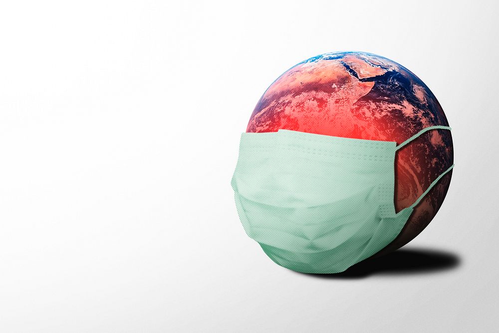 Planet earth wearing a mask while infected with coronavirus