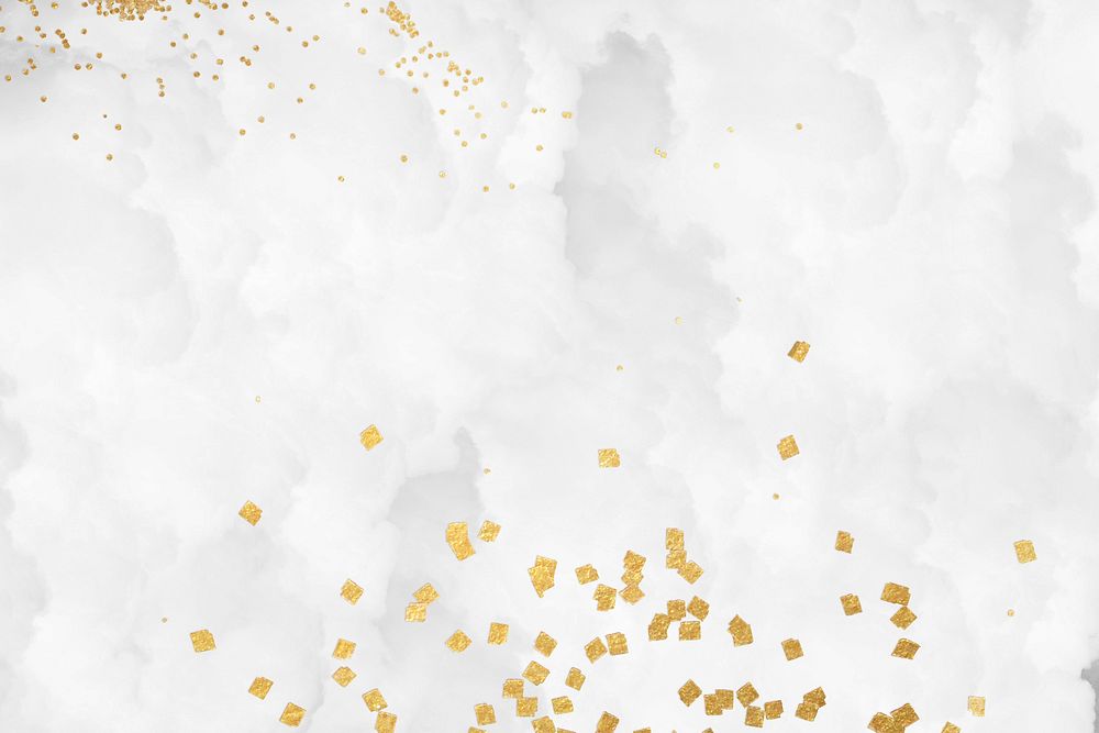 Gold glitter on a crumpled white paper background