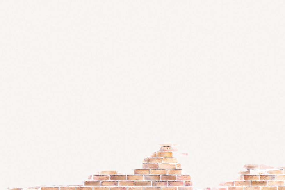 Brown brick collage element, off white design psd