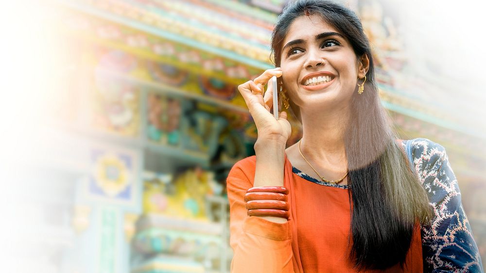 Indian woman using a mobile phone