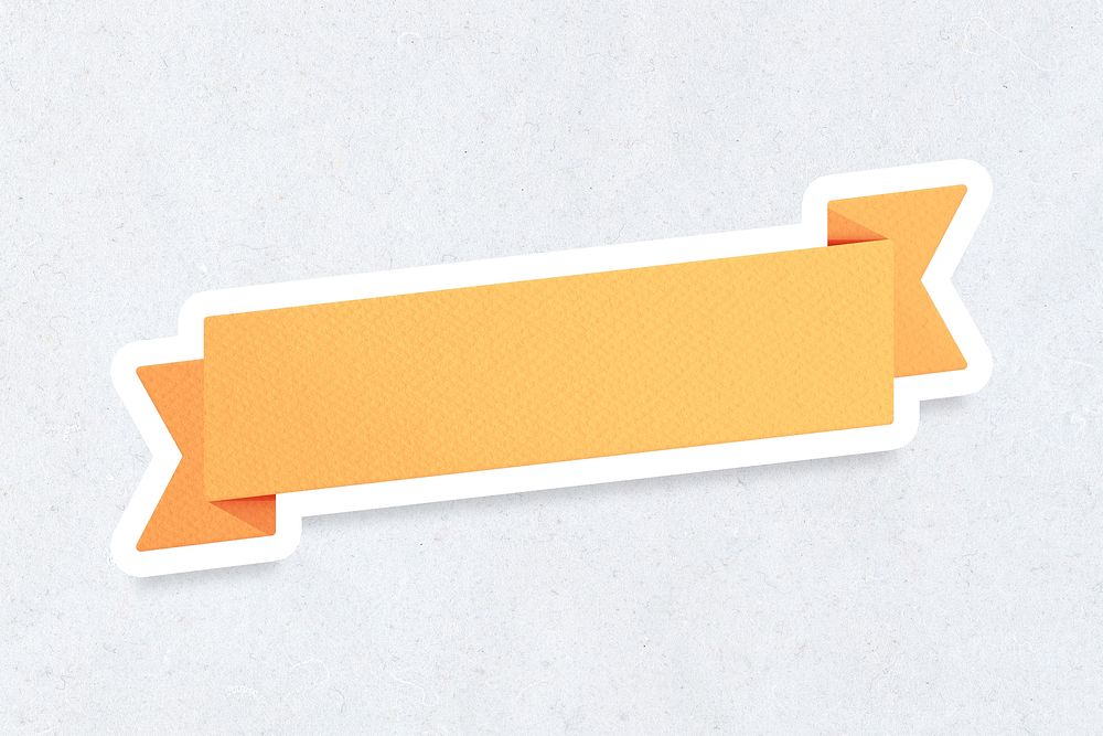 Marigold yellow ribbon banner sticker with white border