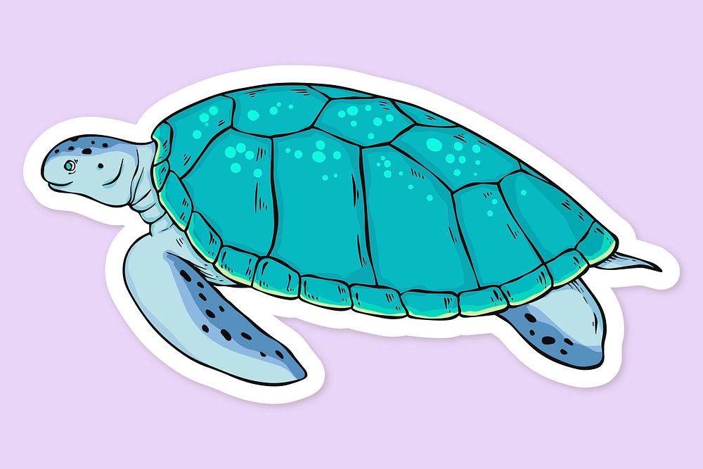 Vector cartoon sticker turtle hand drawn clipart