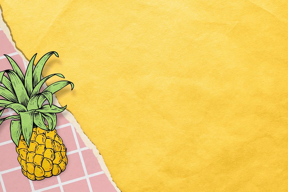 Hand drawn pineapple background design resource