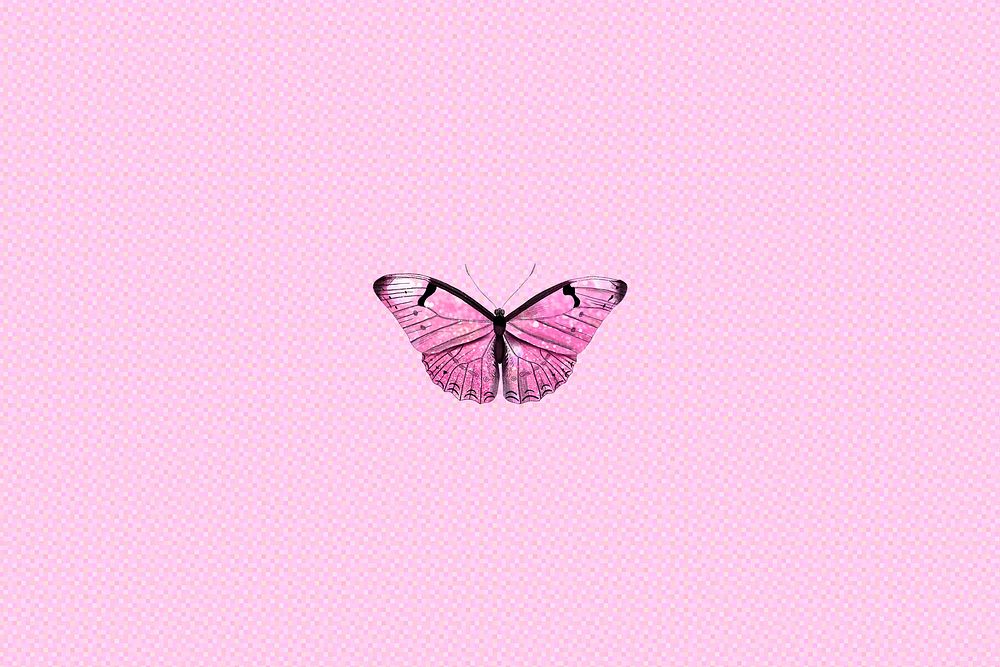 Pink holographic butterfly background