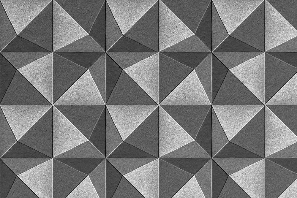 3D gray paper craft pentahedron patterned background