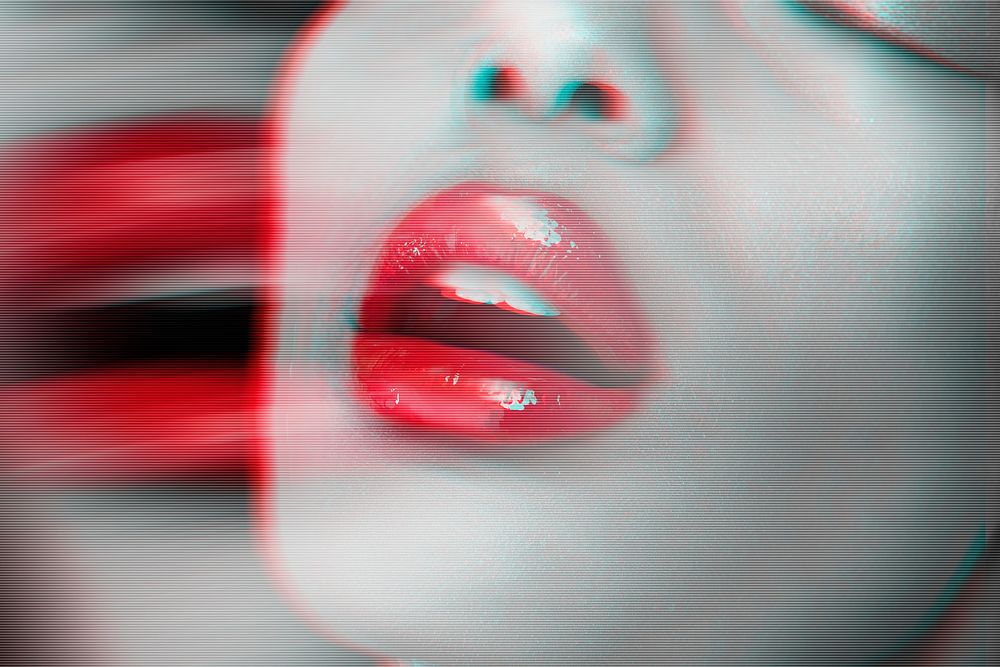 Sensual woman wearing a glossy red lipstick design resource 