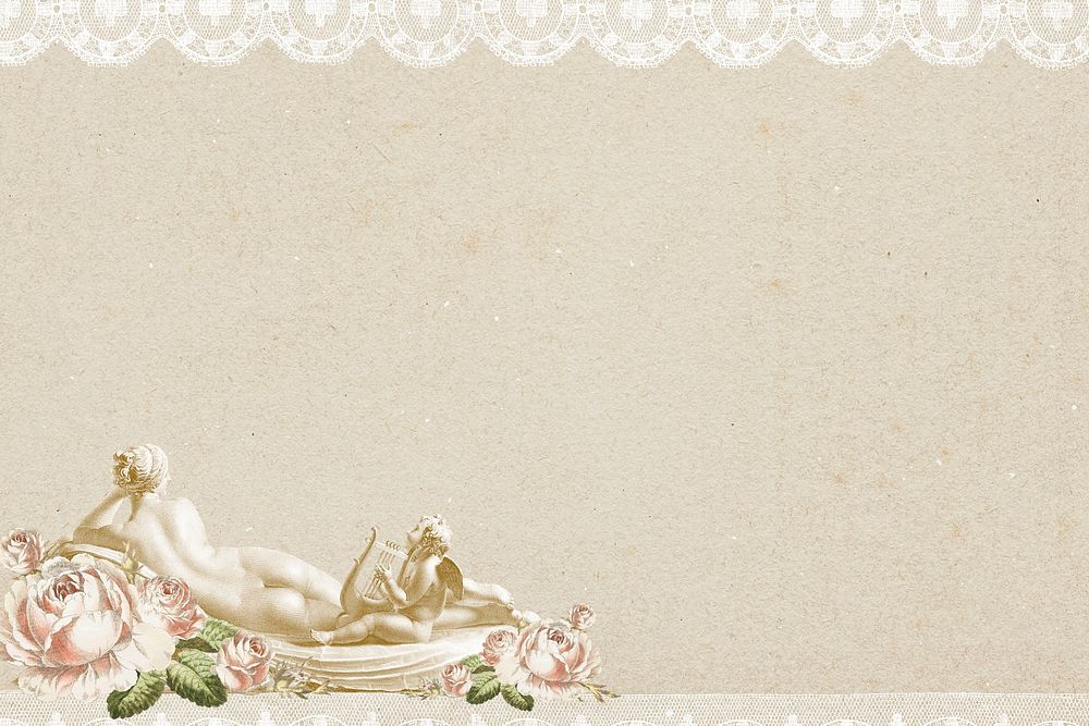Nude lady with embroidery background