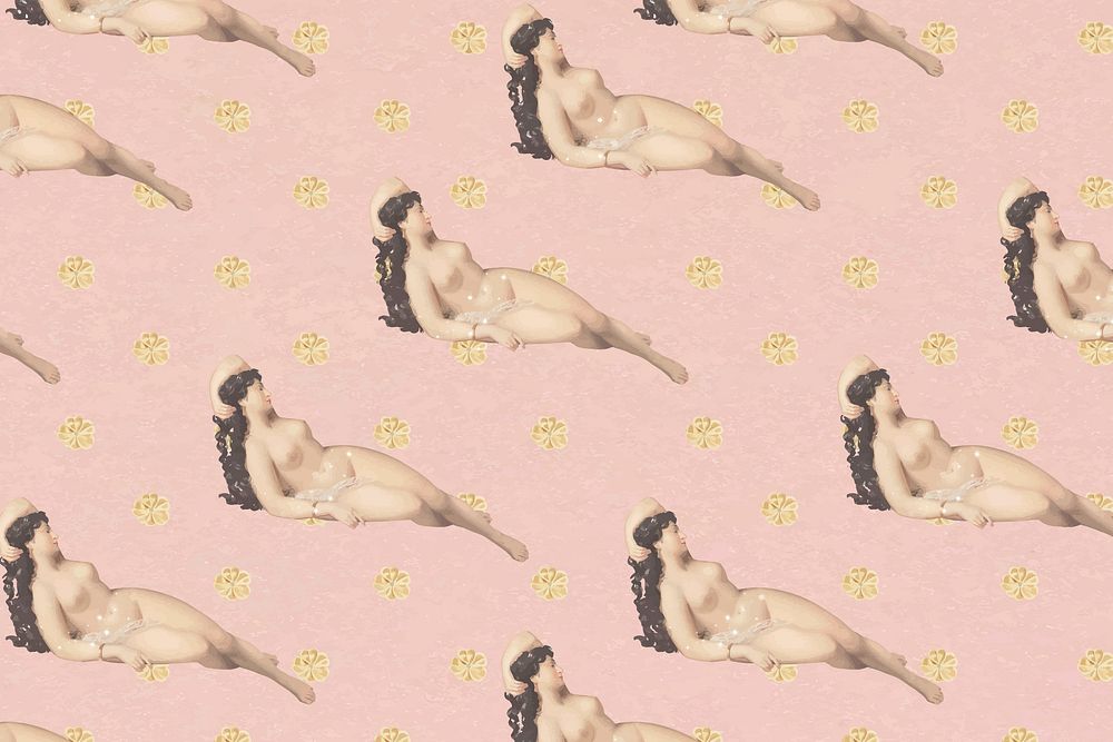 Female nude art vector seamless pattern background