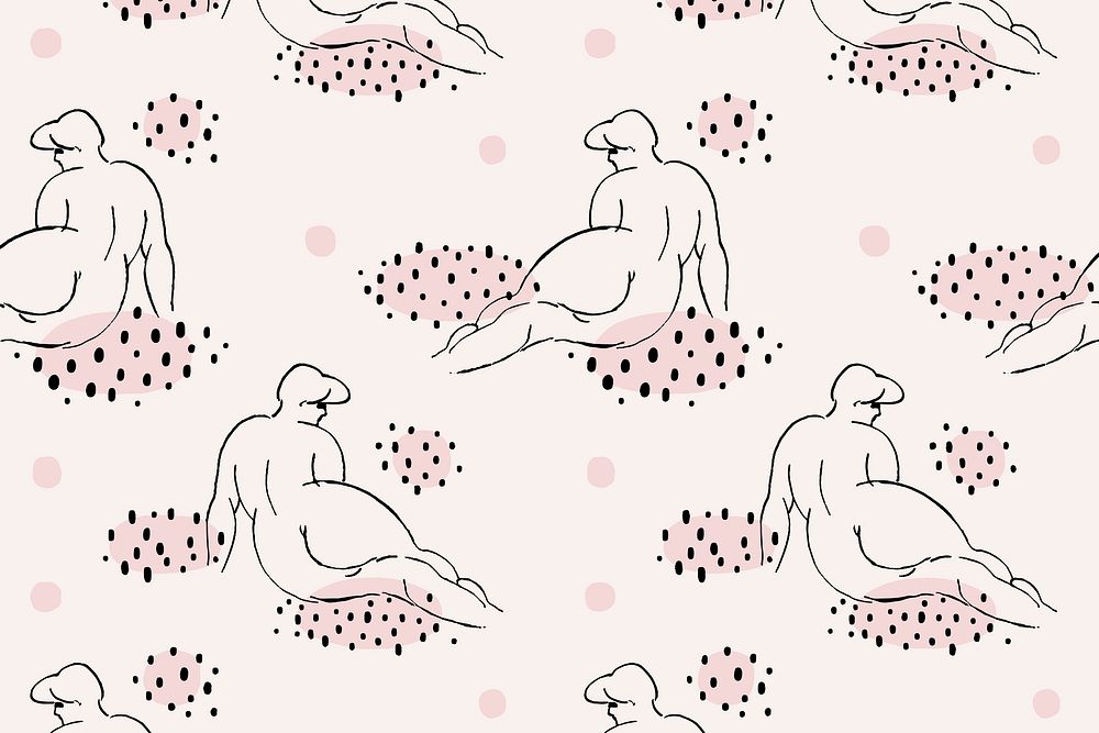 Reclining nude women patterned background vector