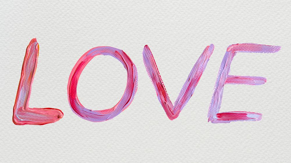 Love typography with oil paint font on a gray background