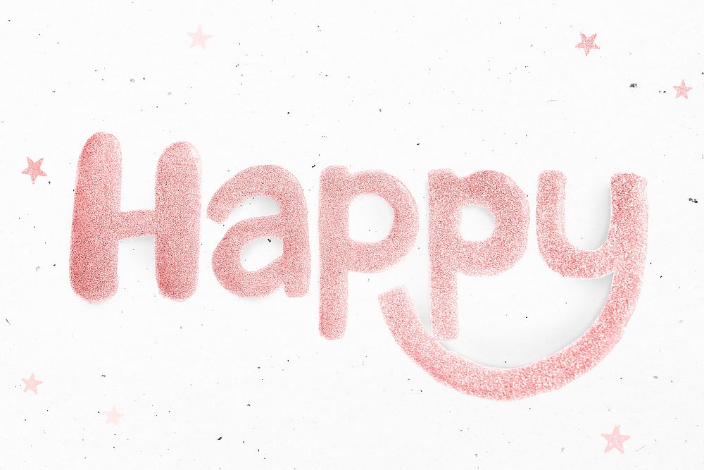 Pink font glitter word Happy sparkling typography