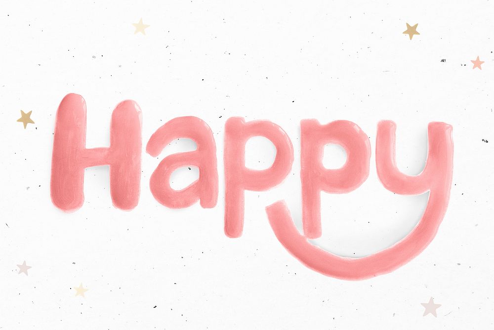 Stylized acrylic Happy text font typography script