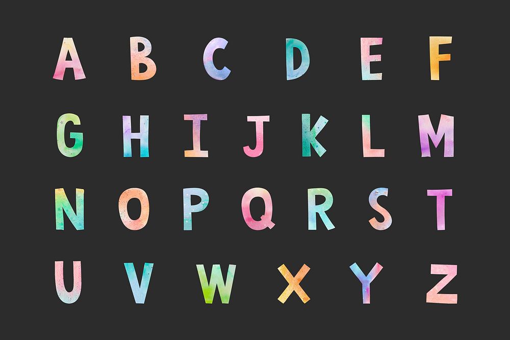 Colorful abc set lettering png