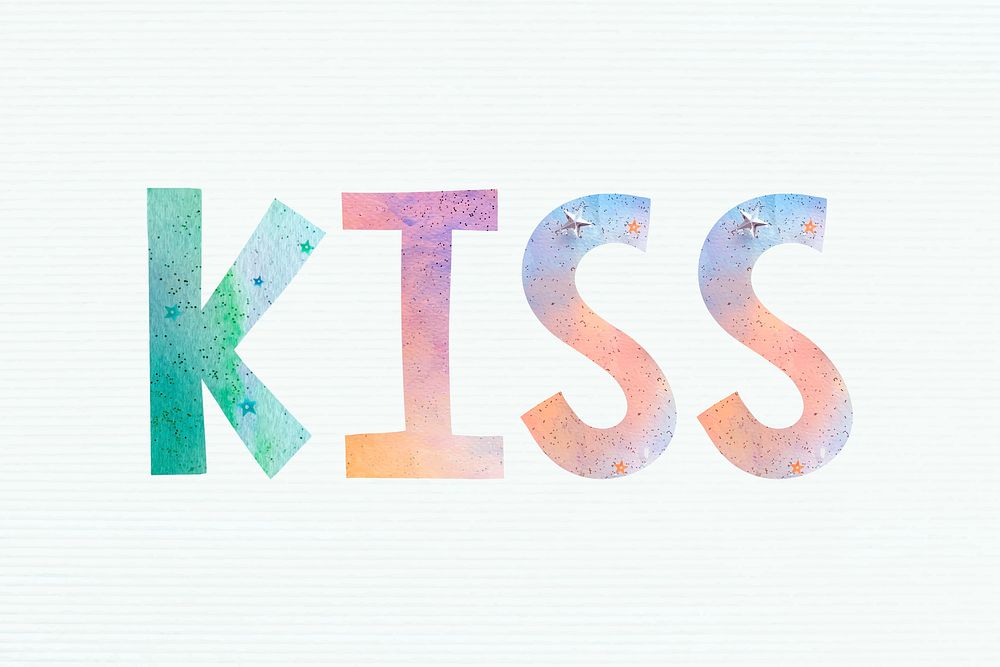 Psd colorful kiss word design