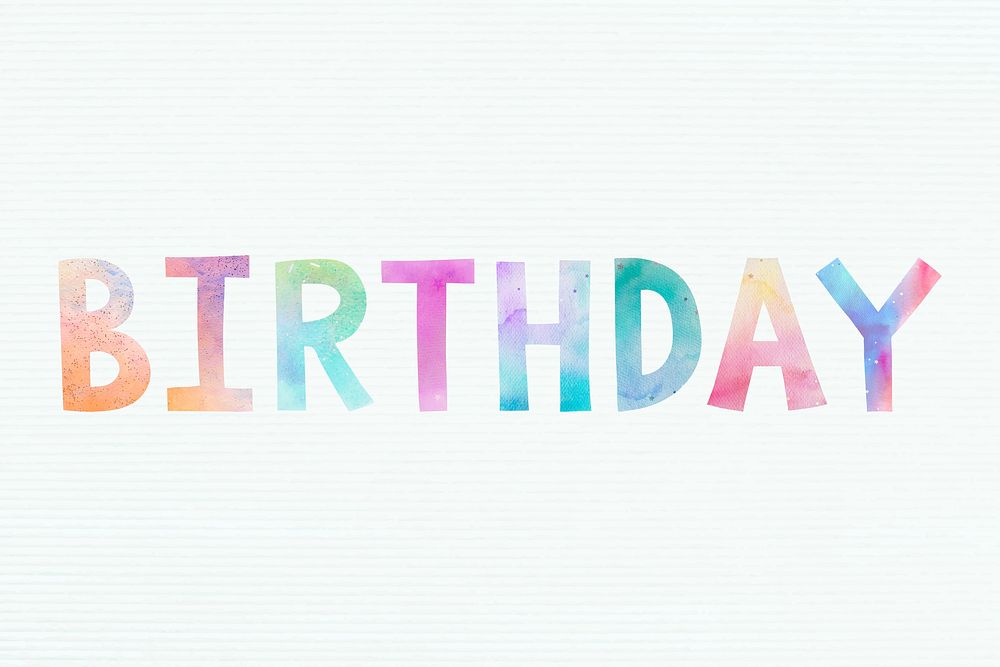 Pastel happy birthday word typography