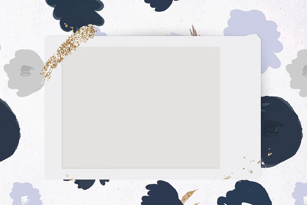 Instant camera frame vector flower doodle floral background