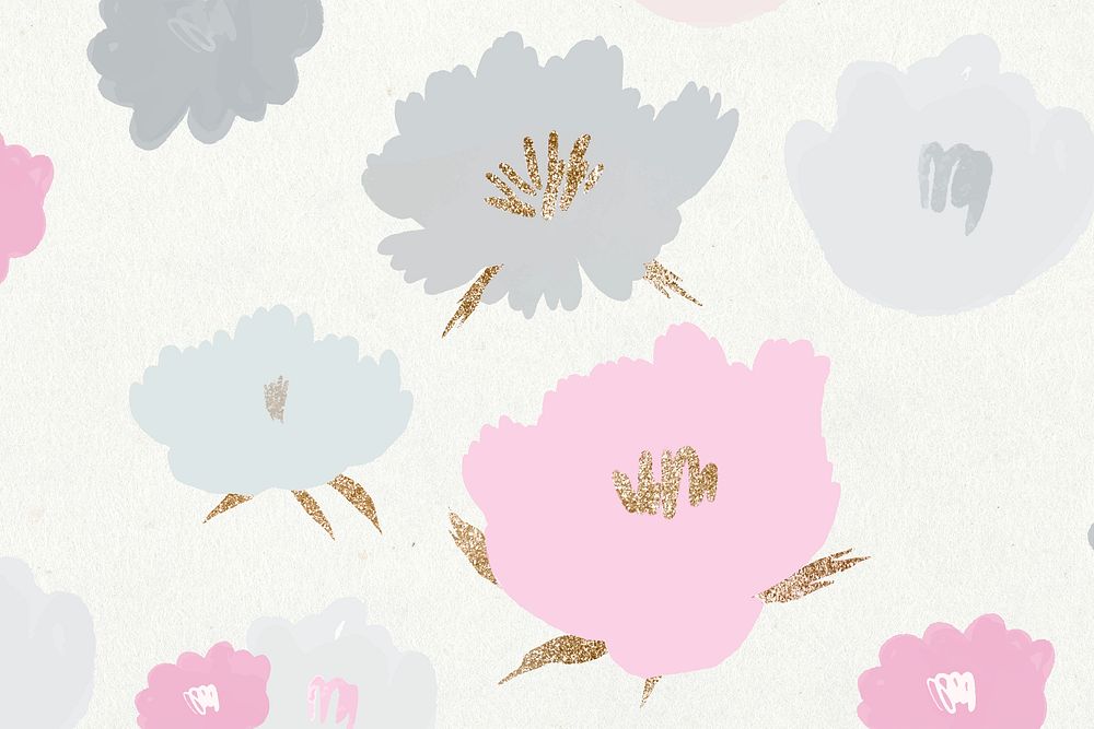 Floral pattern background psd hand drawn