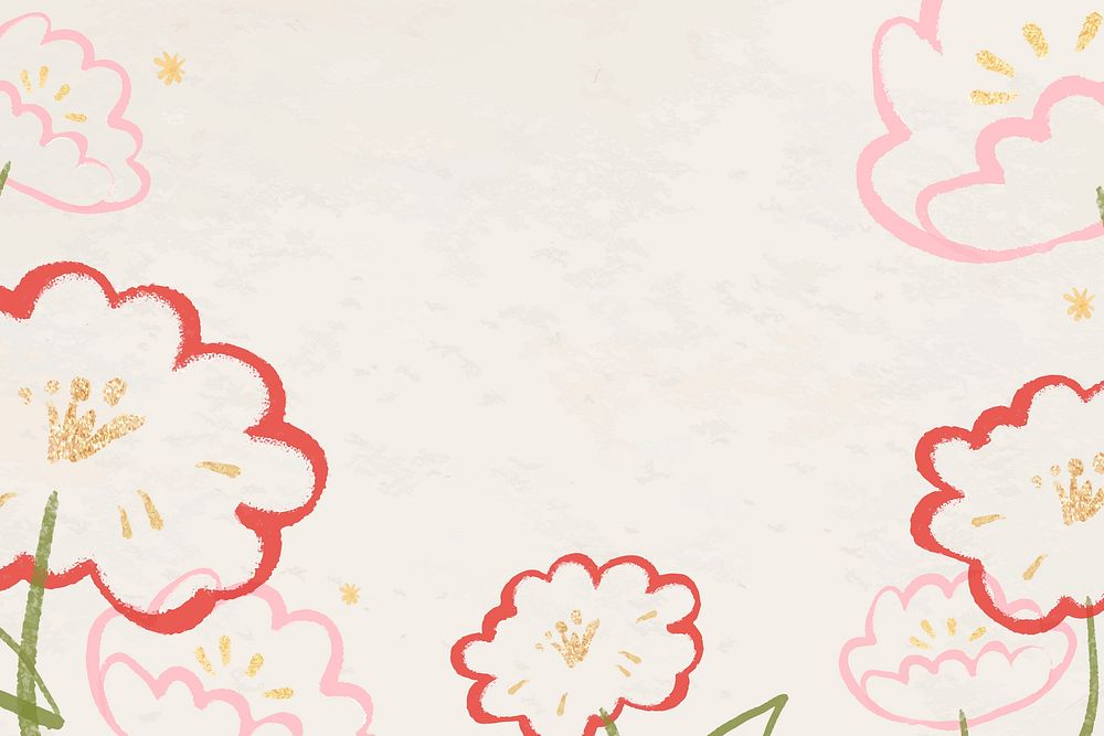 Red blossom background vector border frame