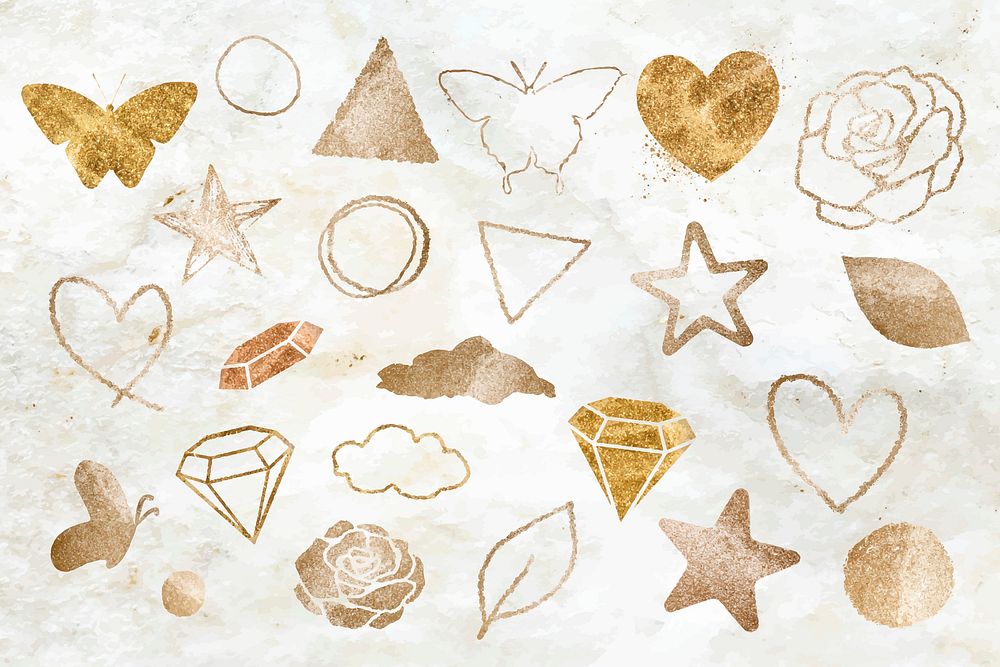 Shimmery gold icon vector set