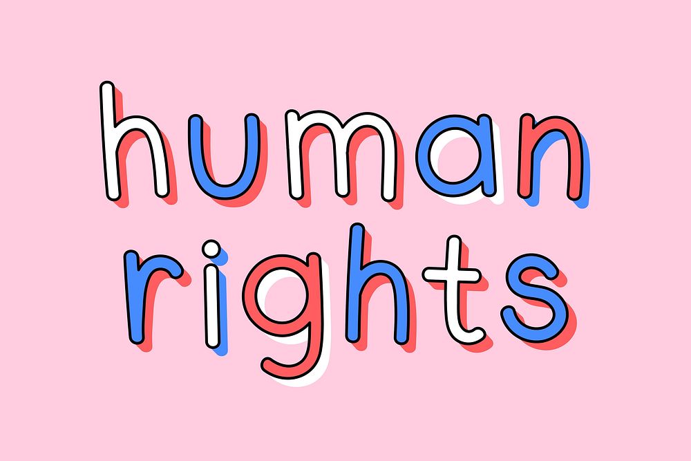 Human rights doodle typography vector word