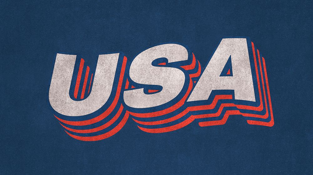 USA layered text retro typography word