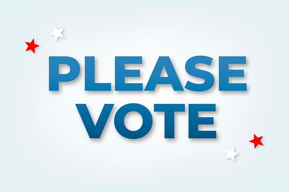 Please vote blue text vector typography