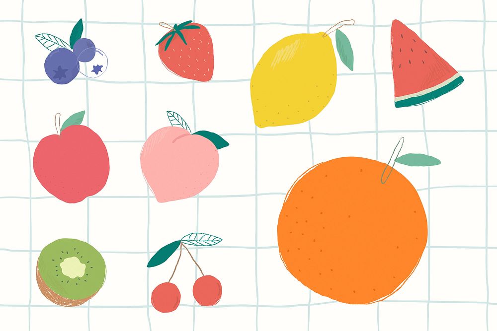 Vector mixed fruit illustration set