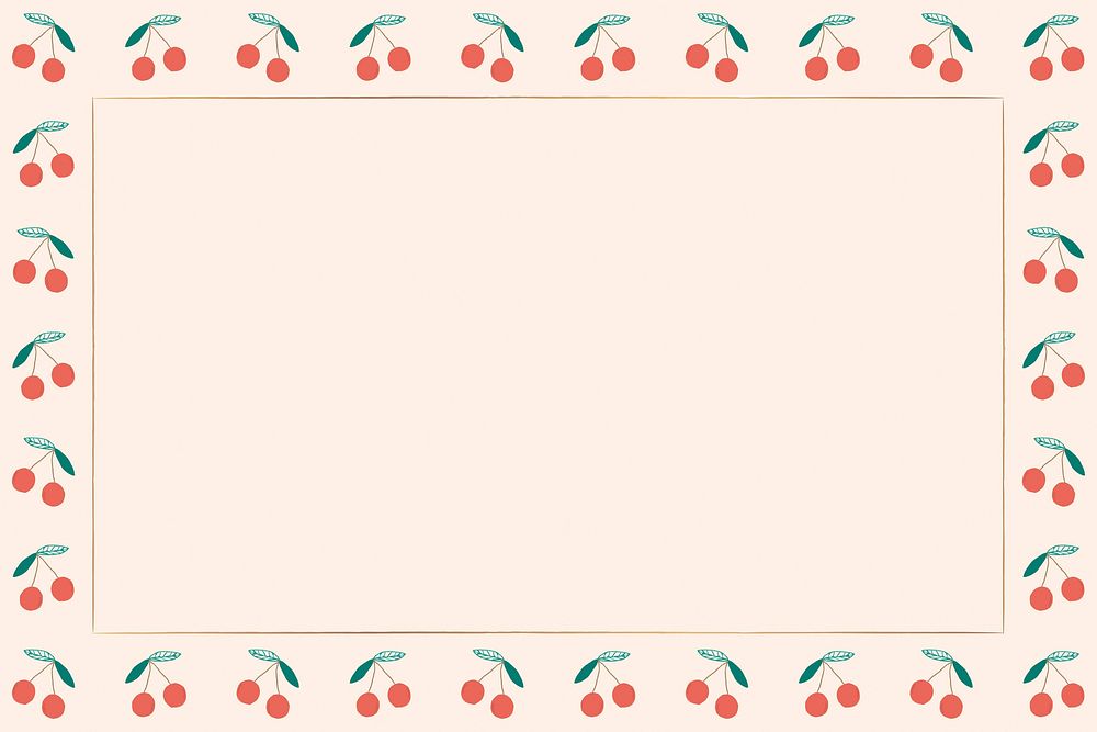 Vector cherry border beige background frame