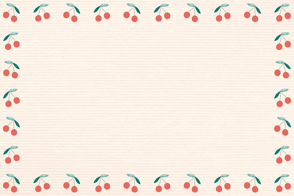 Vector cherry border beige background frame paper texture