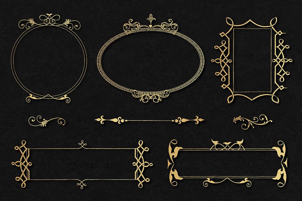 Vintage Victorian frame border vector ornament collection, remix from The Model Book of Calligraphy Joris Hoefnagel and…